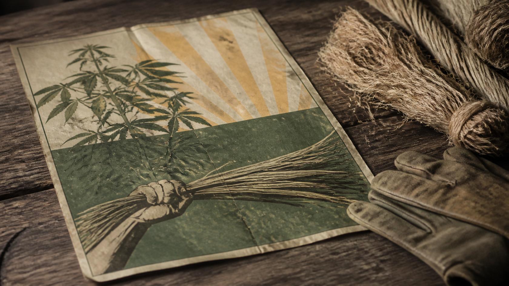 Wartime hemp fields panorama