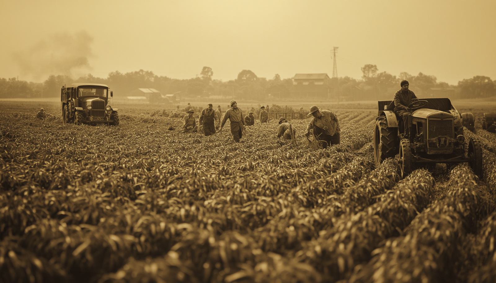 Workers harvesting hemp